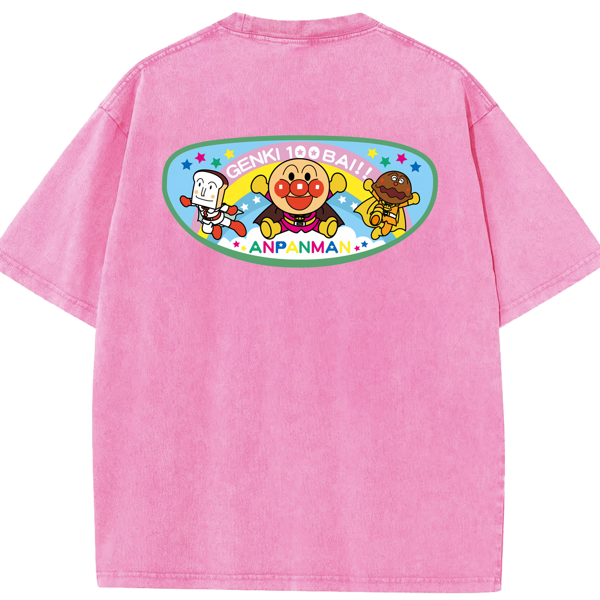 （画像用） アンパンマン Anpanman 綿100% ヴィンテージ風 半袖Tシャツ（背面プリント）